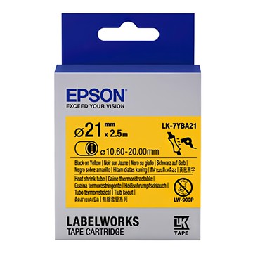 EPSON 台灣公司貨 標籤帶 LK-7YBA21 C53S657904 21  Yellow黃底 + Black黑字  21mm