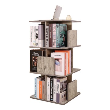 BuyJM MIT低甲醛寬48x高98公分三層360度旋轉書櫃/書架/展示架/雜誌架灰木色