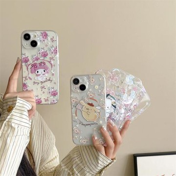 卡通三麗鷗凱蒂貓帕恰狗庫洛米適用iphone15promax蘋果14手機殼透明13玉桂狗12美樂蒂女11/16防摔套8plus軟76