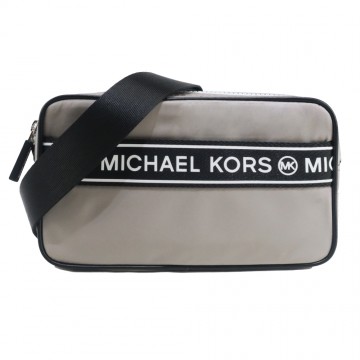 MICHAEL KORS KENLY 尼龍橫槓雙拉鍊相機斜背包-灰