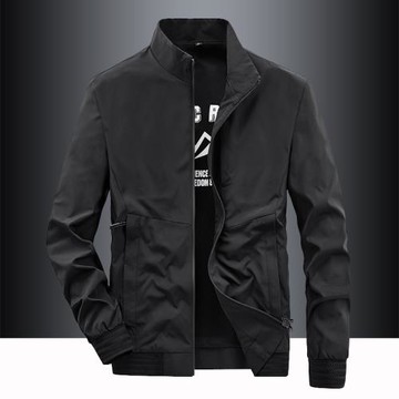 2025年外套男春秋季商務休閑茄克衫寬松百搭純色大碼薄款立領夾克