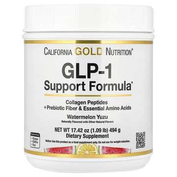 California Gold Nutrition, 含膠原蛋白肽、益生元纖維和必需氨基酸的 GLP-1 幫助配方，西瓜柚子味，1.09 磅（494 克）