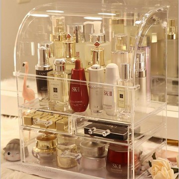 桌面梳妝臺置物架化妝品收納盒透明口紅大容量【雲木雜貨】