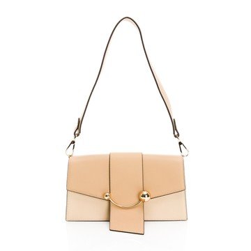 Strathberry Mini微笑金屬釦飾翻蓋包(米/沙/附雙背帶)