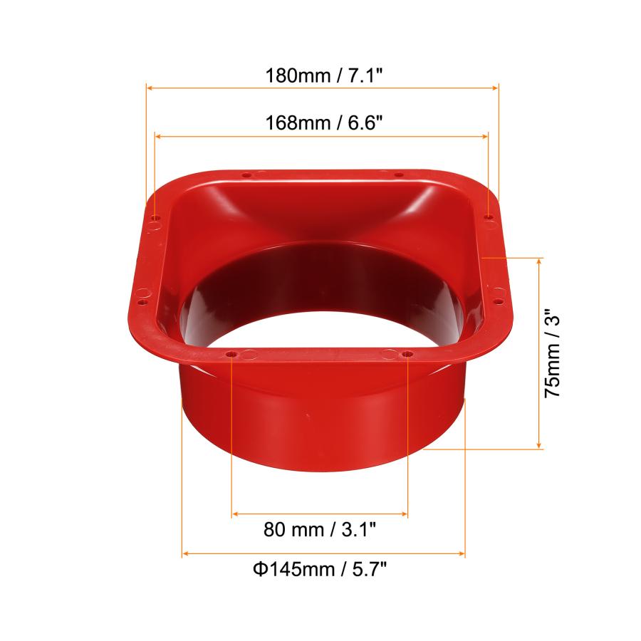 PATIKIL mm ダクト接続フランジ 排気ホースフランジ ABS スクエア 換気ダクト 暖房冷房換気システム用 レッド