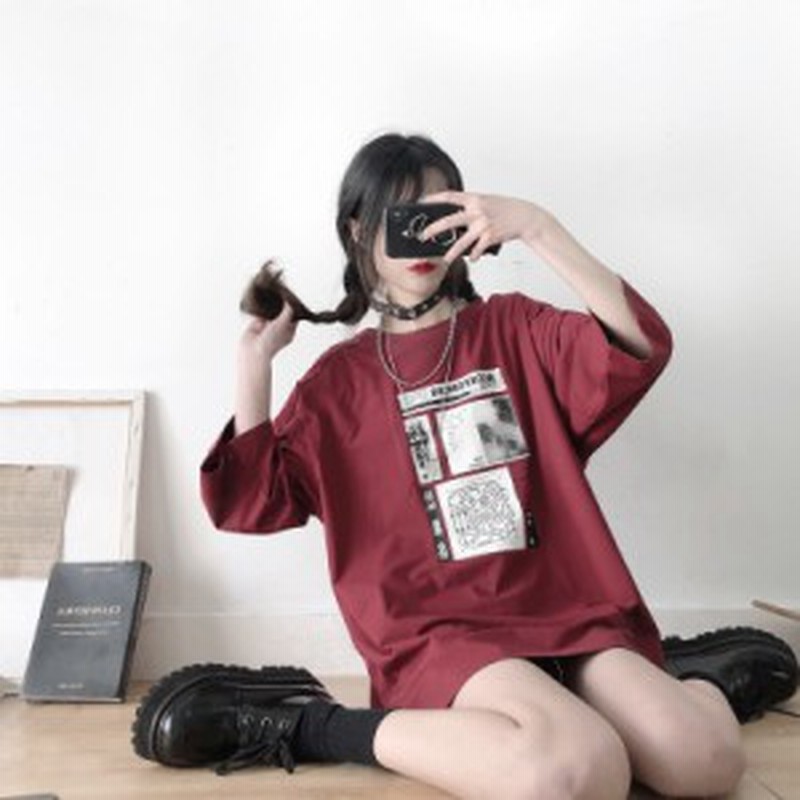 ゴスロリ系 春服 Jkスタイル Tシャツ 5分丈 プリント オーバーサイズ ヘム丈 ストリート系 オルチャン 10代 代 通販 Lineポイント最大4 0 Get Lineショッピング