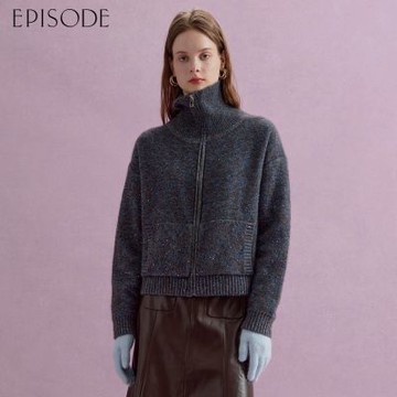 EPISODE - 羊毛混紡翻領拉鏈毛衣開衫外套E44405