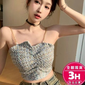 【梨卡】隔日到貨 女裝 背心 小可愛 Bratop 刺繡格子 美背上衣 外穿上衣 無袖背心 GA742【現貨24H】