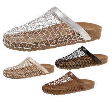 白鳥麗子 [現貨快出] 個性線條編織簍空平底拖鞋