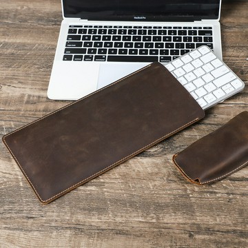 復古瘋馬皮蘋果妙控鍵盤套手工制作防摔真皮筆記本鍵盤保護套批發【宜家良品百貨】