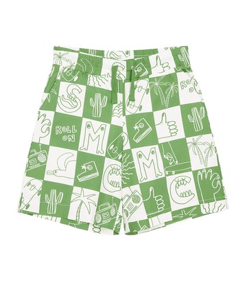 Stella McCartney Kids Cotton Check Letters Print Shorts