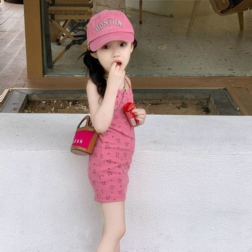 ✨全網最低價☜桃園出貨✨女童韓版卡通吊帶裙2026夏新款小熊印花中長裙裙子可愛連衣裙休閒