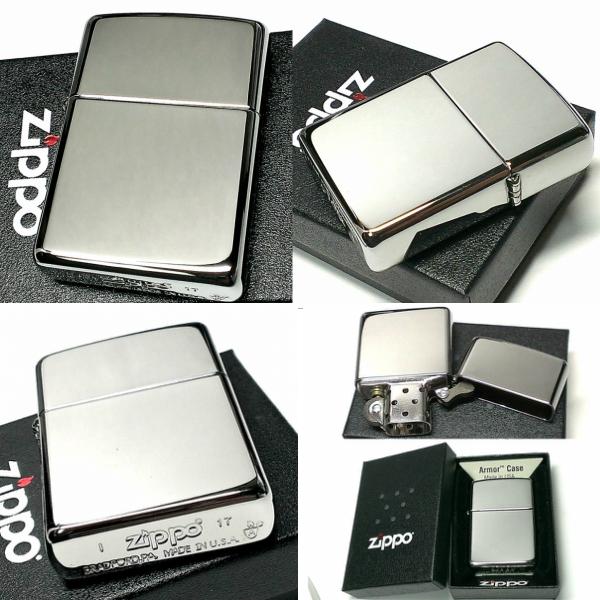 ZIPPO ジッポ フリント 石 オイル セット アーマー 鏡面クローム ライター 無地 重厚モデル メンズ かっこいい