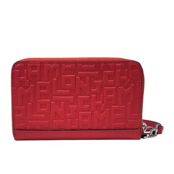 LONGCHAMP 滿版浮雕皮革LOGO中夾 紅色 L3615 HNG A29