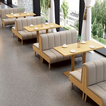 卡座沙發定制商用奶茶店咖啡廳西餐廳甜品冷飲休息區實木桌椅組合 8143