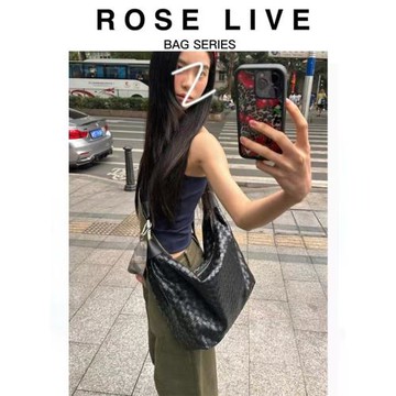 ROSE LIVE2026新款仿編織單肩斜挎通勤大容量中性通勤托特大包包