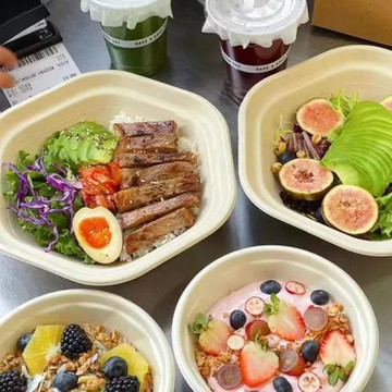 一次性輕食餐盒減脂餐打包盒食品級家用商用高檔六角碗可微波冷藏