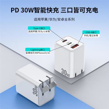 適用蘋果充電器頭氮化鎵快充頭多口快充iphone15/16快充線和頭30W