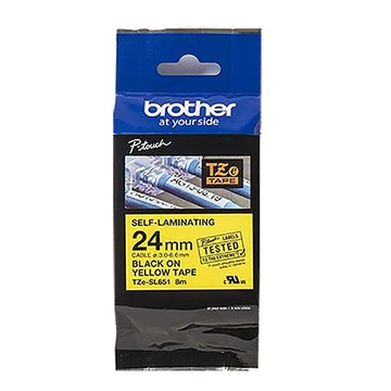 兄弟牌brother纏繞護貝標籤帶/TZe-SL651/24mm/黃底黑字