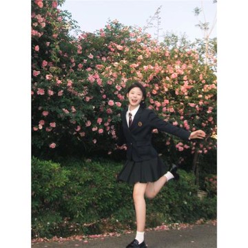 鹽漬青梅JK 黑色肌理感箱褶裙 jk百褶裙a字板韓系百搭學生裙子