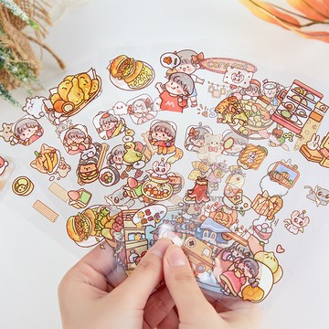 🍋檸檬青🍋 台灣現貨特價售完無補喵醬甜心園系列PET防水卡通少女日常貼紙6款10張入手帳裝飾素材