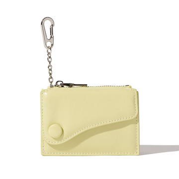 DOT 馬鞍造型鑰匙圈零錢卡片夾 淺檸檬黃