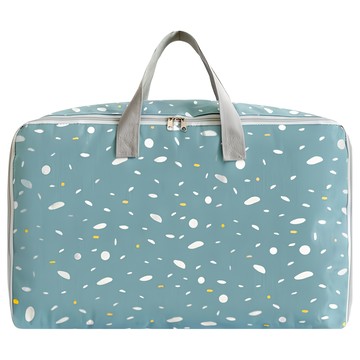 E City 棉麻文青風衣物棉被萬用收納袋 防水薄膜  中  綠色