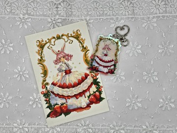 草莓鮮奶油蛋糕女孩鑰匙圈