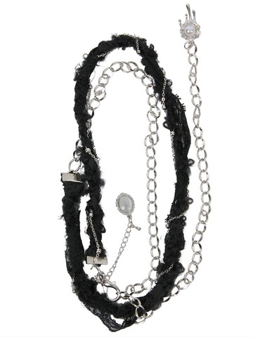Braided Handmade Chain Belt (FL - 732_Black)