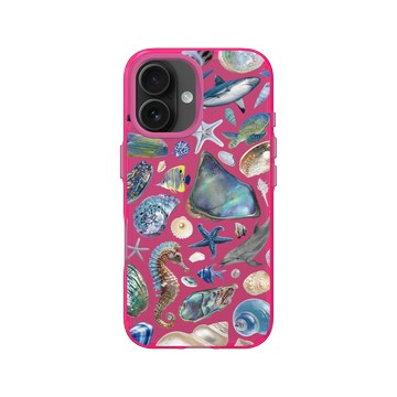 iPhone 16 Clear 粉漾桃 - Ocean Collection: Let's Sea 海洋系列：一路向海 - 海灘尋寶（冷色調）