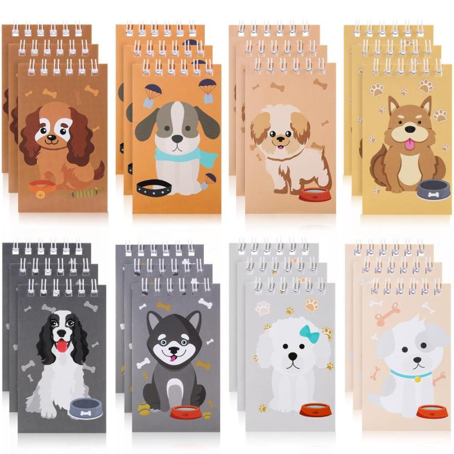 24 Pack Mini Notebooks,Dog Themed Party Favor,Small Spiral Pocket Notebooks