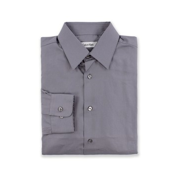 美國百分百【全新真品】Calvin Klein 襯衫 CK 男衣 上班 灰色 長袖 上衣 商務 專櫃款 M號 C615