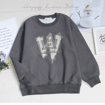 男大童 舒適棉率性設計字母深灰上衣 秋冬童裝 大童上衣 大童長袖 男大童長袖 秋冬長袖 秋冬上衣