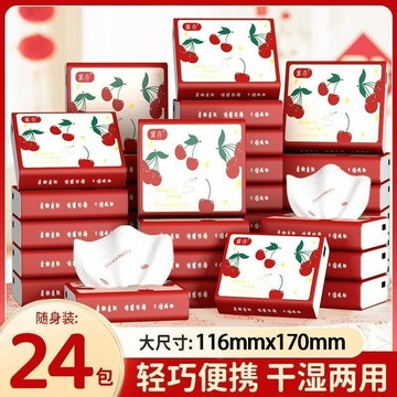 ⚡免運臺灣有貨⚡整箱24包印花衛生紙抽紙便攜式手帕外出小包餐巾紙學生開學擦手紙