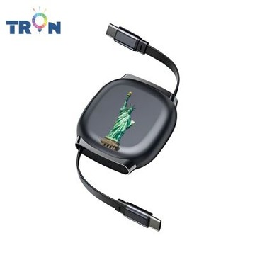 TRON 100W Type-C 伸縮快充線 1M 鈦黑色 世界建築特輯 4檔長度調整 可充筆電 適用i15以上手機 平板