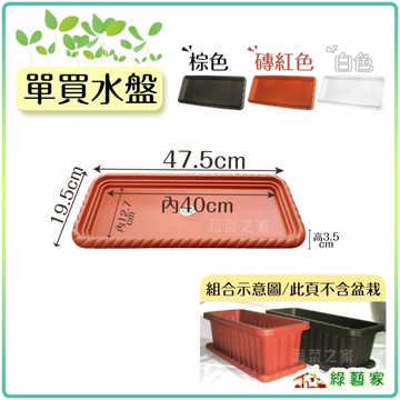 【綠藝家】忠興1尺半長花槽專用水盤(底盤)-磚紅色、棕色、白色