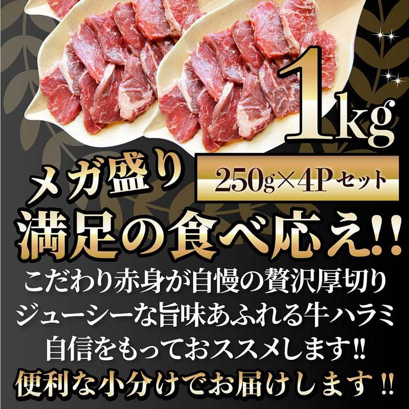 牛 ハラミ 焼肉 1kg（250g×4P）牛肉 メガ盛り バーベキュー用