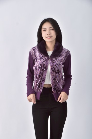 (S) 毛毛亮片紫色外套