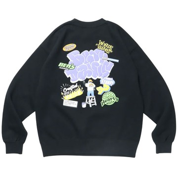 BEN DAVIS 25380007-01 OVERRLAP CREW SWEATER 大學T (黑色)