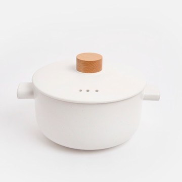 耐高溫雙耳陶鍋2.8L 白