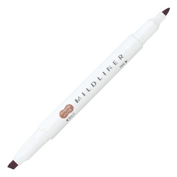 斑馬ZEBRA MILDLINER雙頭柔性螢光筆/WKT7-ME/茶/圓尖+斜尖