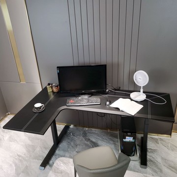 【最低價】【公司貨】電動升降轉角書桌智能升降電腦桌全自動L型馬鞍皮辦公桌子學習桌