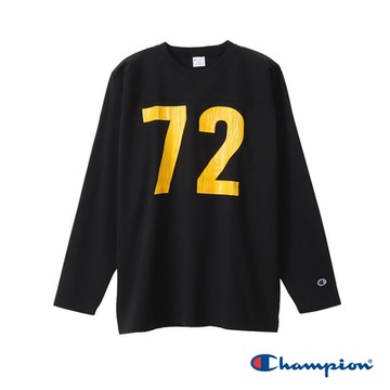 Champion 官方直營-純棉仿舊質感CASUAL 寬版印花長袖TEE-男(黑色)
