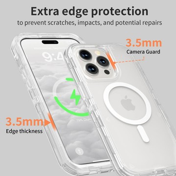 適用iphone15 promax三防透明磁吸手機殼防摔三合一Magsafe保護殼