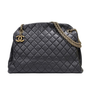 CHANEL 香奈兒 黑色 菱格紋皮革 鍊帶肩背包 【二手名牌BRAND OFF】