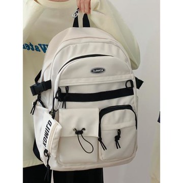 LIKEJON日系設計感小眾書包女高中大學生百搭大容量雙肩包背包男