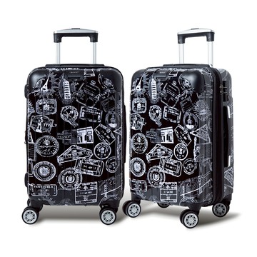 【Alldma鷗德馬】28吋郵戳拉鏈行李箱S4-黑郵(贈保護套C2+B2棋盤束帶+多功能海關鎖)