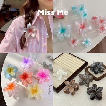 【Miss Me】2026新品現貨 鯊魚夾 髮飾 水墨花朵鯊魚夾 雞蛋花抓夾 馬尾夾 髮夾 海邊拍照 雞蛋花