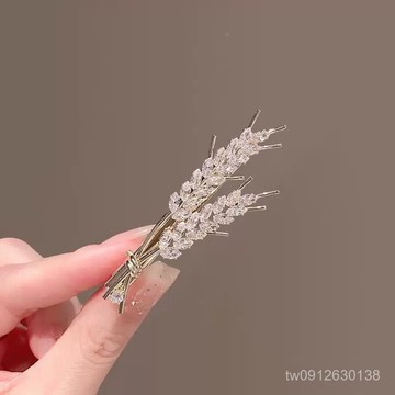 賣場滿150出貨🔥臺灣出貨🔥輕奢水晶麥繐髮夾新款精緻側邊前額劉海夾子後腦勺頭飾高級感髮卡
