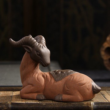 創意彩砂精品茶寵羊哥窯 陶瓷紫砂精致擺件 12生肖可愛促銷1入